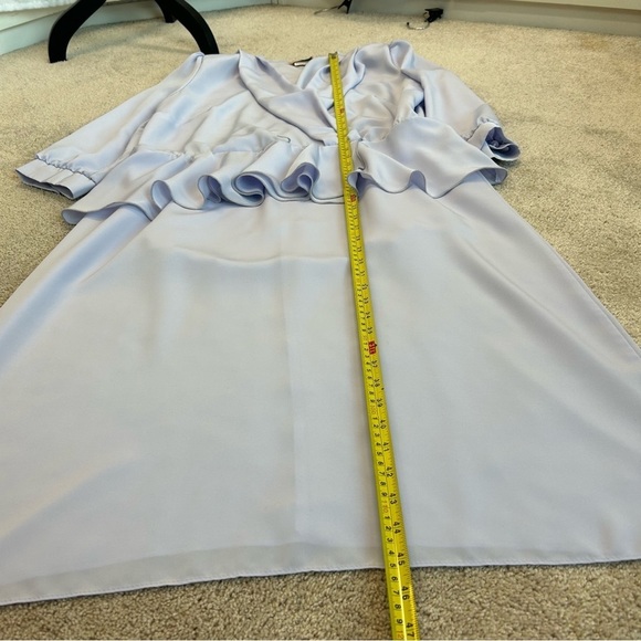 FORGOTTEN Women vintage light pastel lilac purple ruffle peplum dress sz 16.5 - Picture 10 of 11